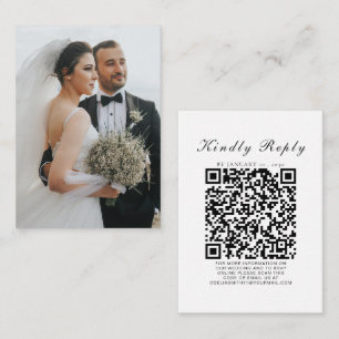 Elegant Wedding Website RSVP QR Code Photo Enclosure Card