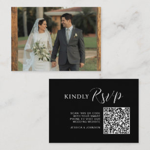 Elegant Wedding Website RSVP QR Code Photo Enclosure Card