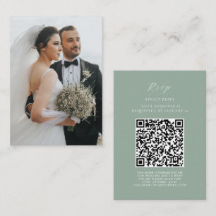 Elegant Wedding Website RSVP QR Code Photo Enclosure Card