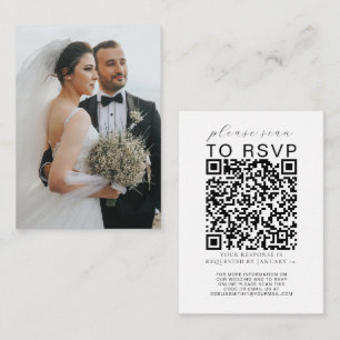Elegant Wedding Website RSVP QR Code Photo Enclosure Card