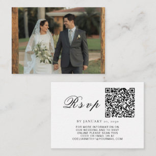 Elegant Wedding Website RSVP QR Code Photo Enclosure Card