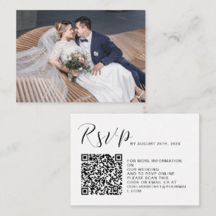 Elegant Wedding Website RSVP QR Code Photo Enclosure Card