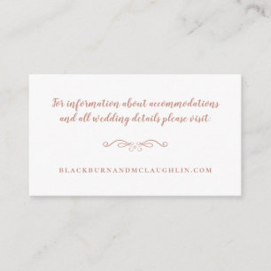 Elegant Wedding Website White Rose Gold Pink Chic Enclosure Card