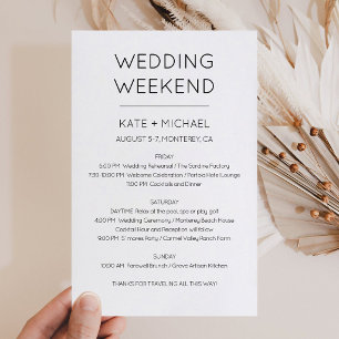 Elegant Wedding Weekend Itinerary Invitation