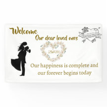 Elegant Wedding Welcome Banner – "Our Forever Begi