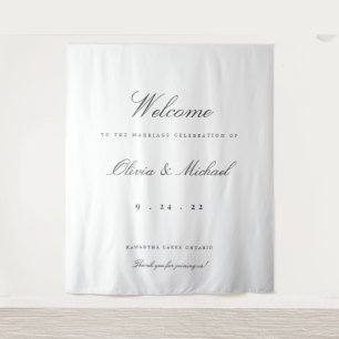 Elegant Wedding Welcome Custom Backdrop Tapestry