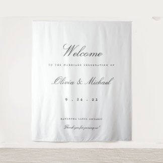 Elegant Wedding Welcome Custom Backdrop Tapestry