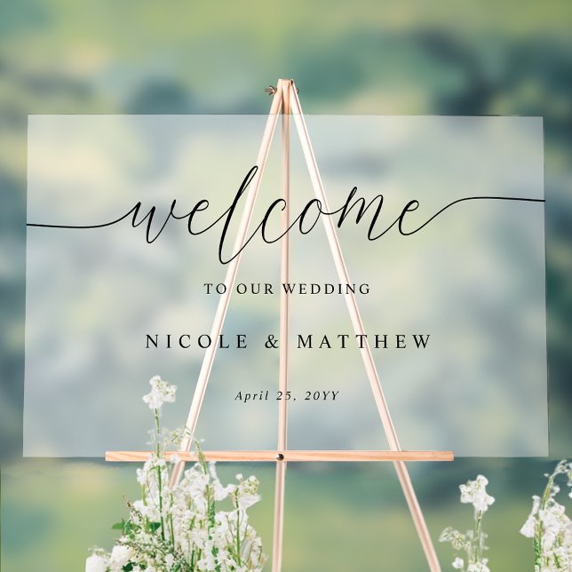 Elegant Wedding Welcome Frosted Look Acrylic Sign (Creator Uploaded)