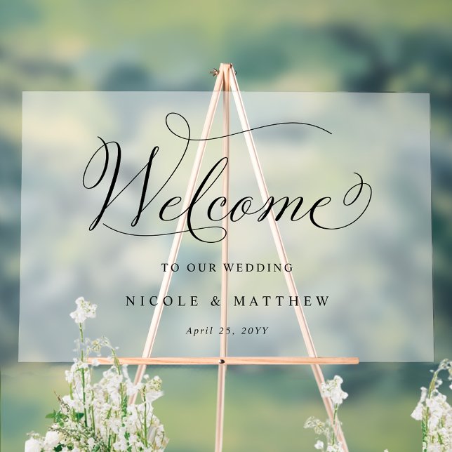 Elegant Wedding Welcome Frosted Style Acrylic Sign (Creator Uploaded)