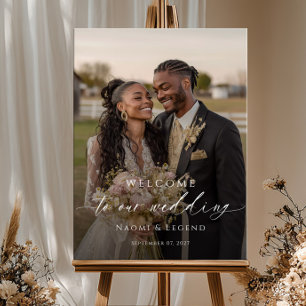 Elegant wedding welcome photo poster
