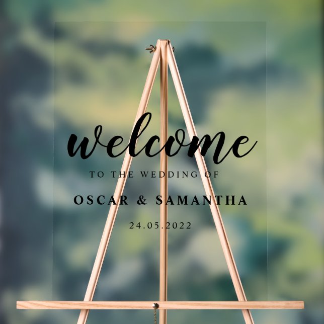 Elegant Wedding Welcome Sign Custom Names and Date (Neutral)