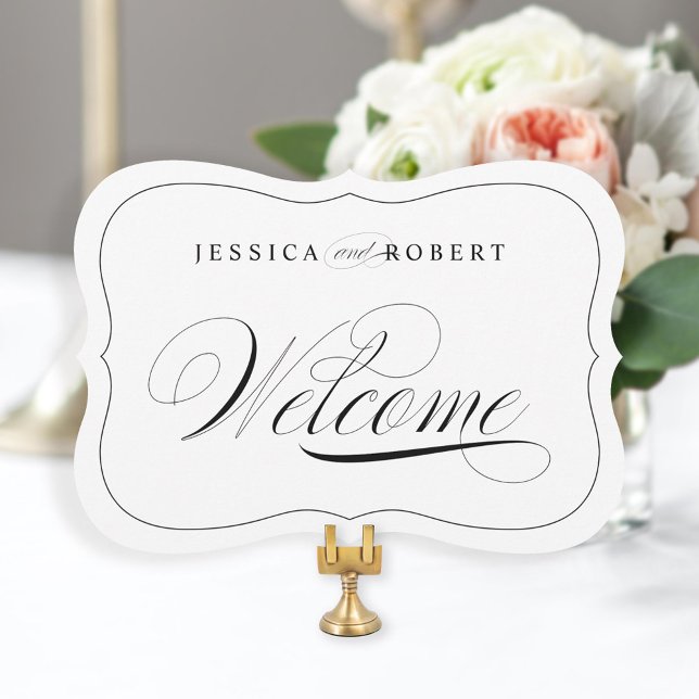Elegant Wedding Welcome Sign Die Cut Black Border Invitation (Creator Uploaded)