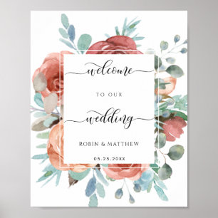 Elegant Wedding Welcome Sign, Ethereal Floral Poster