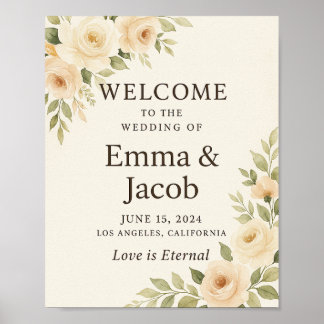 Elegant Wedding Welcome Sign – Floral Design