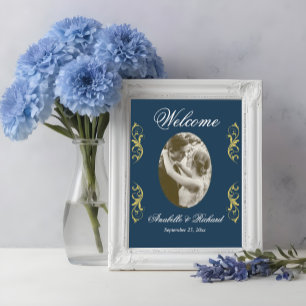 Elegant Wedding Welcome Sign Poster with Photo