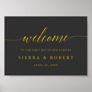 Elegant Wedding Welcome Sign with Faux Gold Script