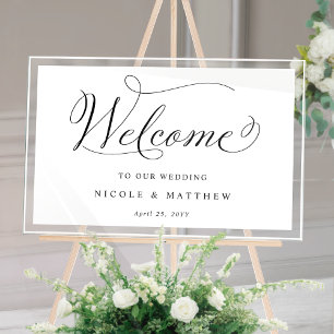 Elegant Wedding Welcome White Acrylic Sign