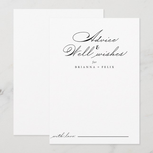 Elegant Wedding Well Wishes Advice Card (Front/Back)