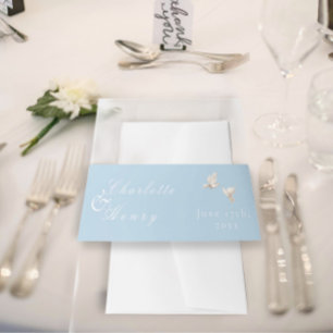 Elegant Wedding white Doves Invitation Belly Band