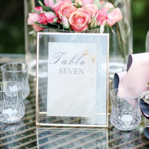 Elegant Wedding white Doves Table Number