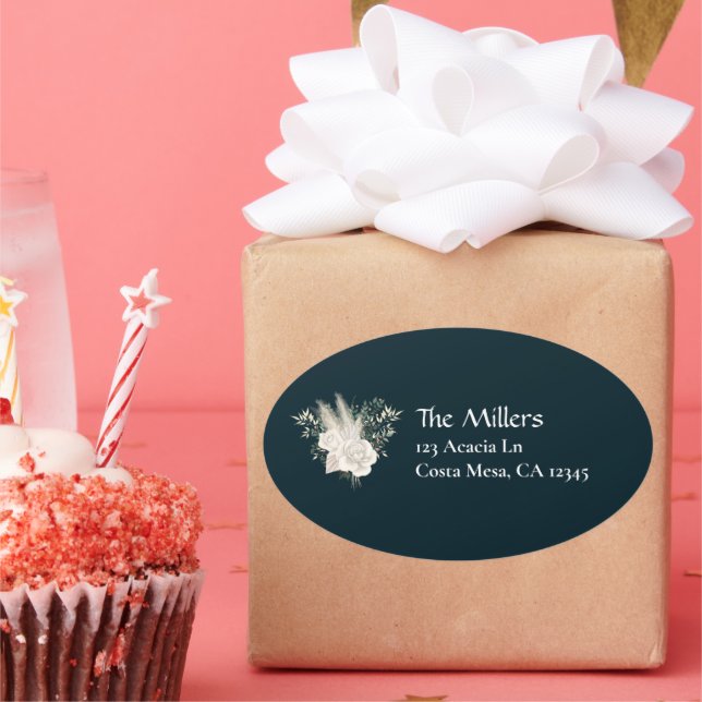 Elegant Wedding White Roses Return Address Label (Party)