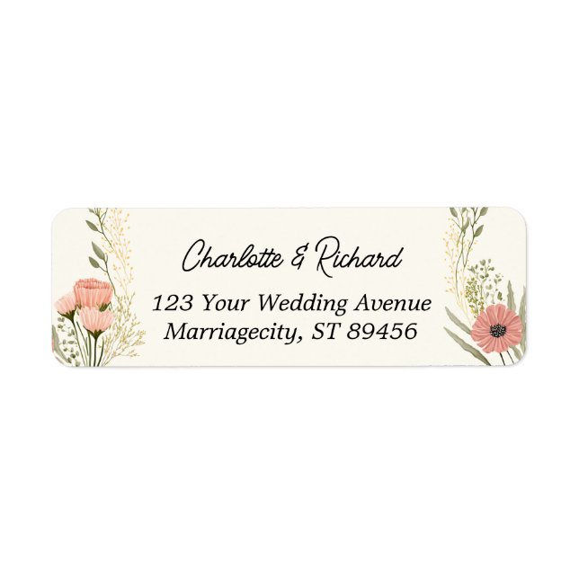 Elegant Wedding Wildflower Garden Return Address Label (Front)