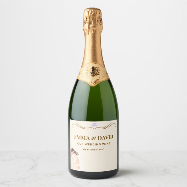 Elegant Wedding Wine Bottle Label (Front)