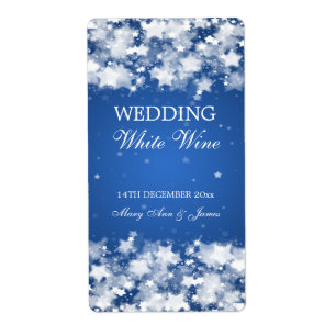 Elegant Wedding Wine Label Dazzling Stars Blue