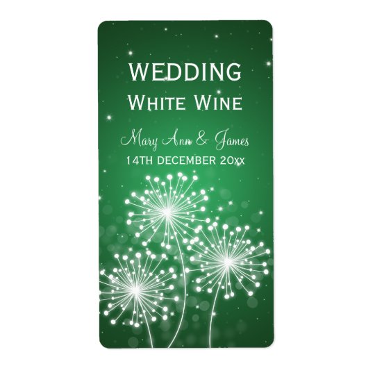 Elegant Wedding Wine Label Summer Sparkle Emerald Shipping Label