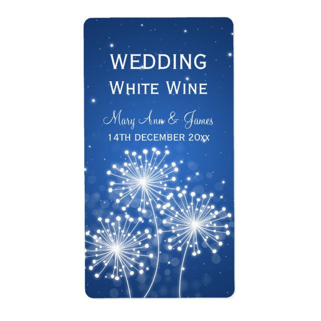 Elegant Wedding Wine Label Summer Sparkle Sapphire (Front)