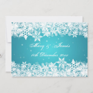 Elegant Wedding Winter Snowflakes Blue Invitation