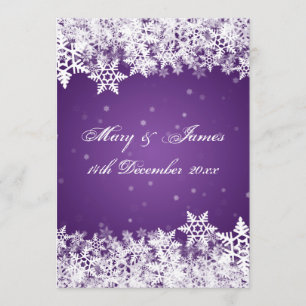 Elegant Wedding Winter Snowflakes Purple Invitation