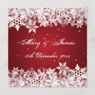 Elegant Wedding Winter Snowflakes Red Invitation