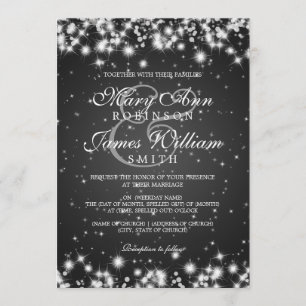 Elegant Wedding Winter Sparkle Black Invitation