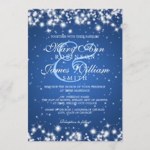 Elegant Wedding Winter Sparkle Blue Invitation