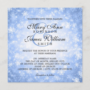 Elegant Wedding Winter Wonderland Sparkle Blue Invitation