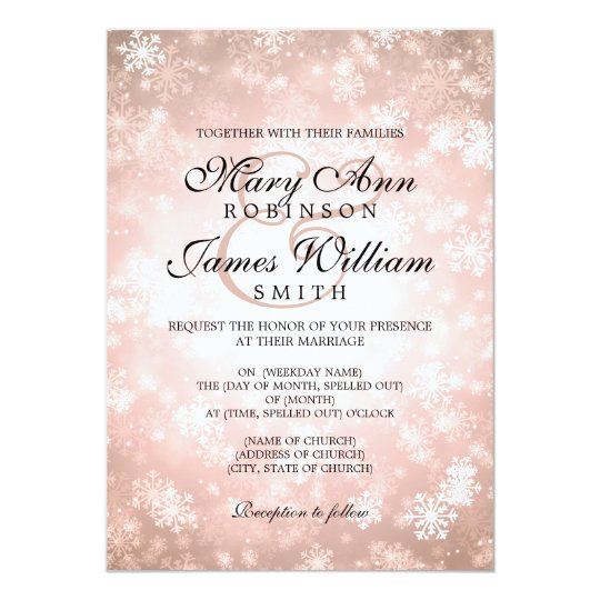Elegant Wedding Winter Wonderland Sparkle Copper Card