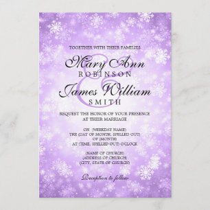 Elegant Wedding Winter Wonderland Sparkle Purple Invitation