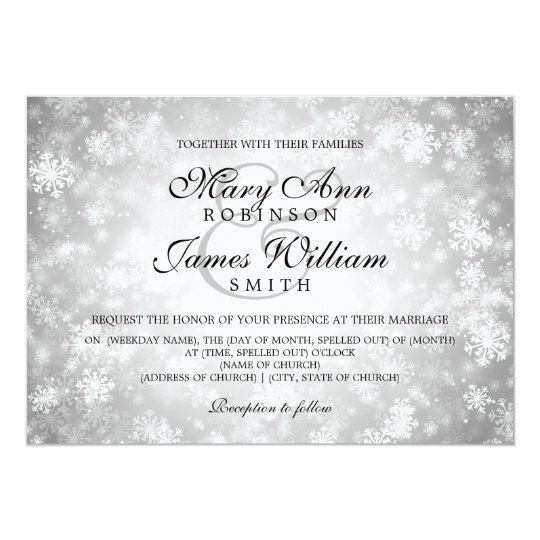 Elegant Wedding Winter Wonderland Sparkle Silver Card