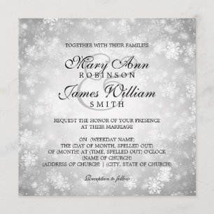 Elegant Wedding Winter Wonderland Sparkle Silver Invitation