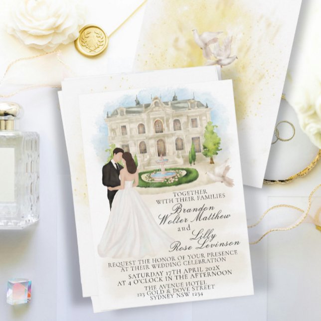 Elegant Wedding with Bride and Groom Venue Invitation (Creator Uploaded)