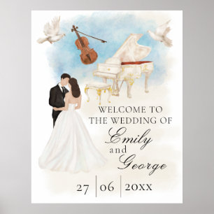 Elegant Wedding with Bride & Groom Piano Violin Poster