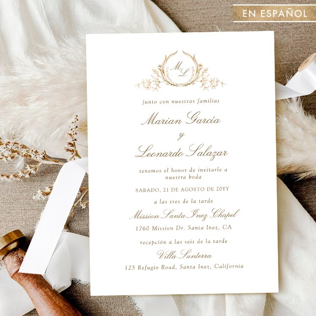 Elegant Wedding with Gold Monogram Invitation (Creator Uploaded)