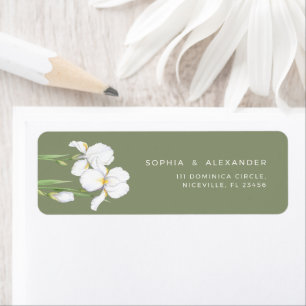 Elegant Wedding with White Irises Return Address Label