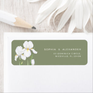 Elegant Wedding with White Irises Return Address Label