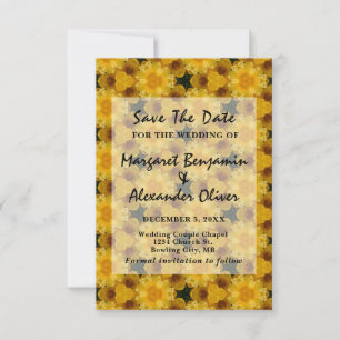 Elegant Wedding Yellow Flowers Pattern Custom Save The Date