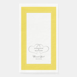 Elegant Wedding Yellow Grey Hearts Forever Love Napkin