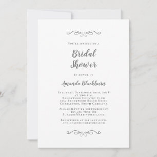 Elegant Weddings Bridal Shower Modern Script Grey Invitation