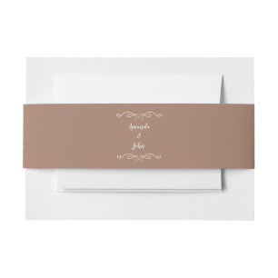 Elegant Weddings Calligraphy Classic Mocha Brown Invitation Belly Band