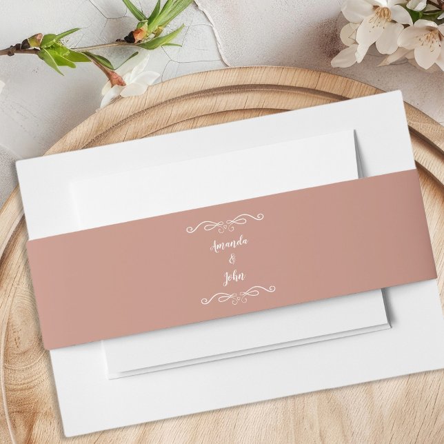 Elegant Weddings Calligraphy Rose Gold Classic  Invitation Belly Band (Creator Uploaded)